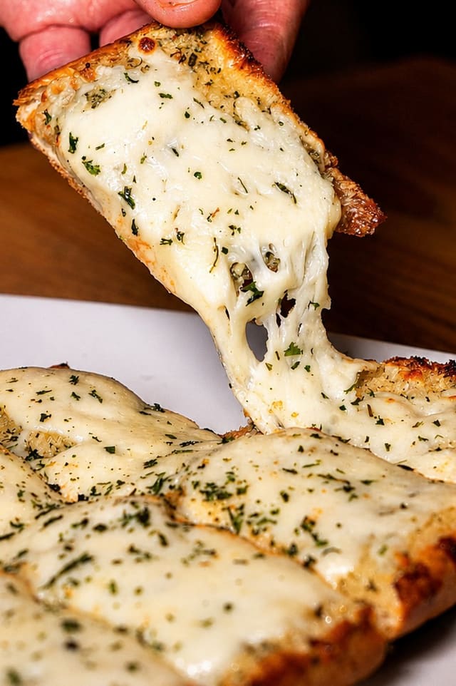 Cheesy bread pulled apart