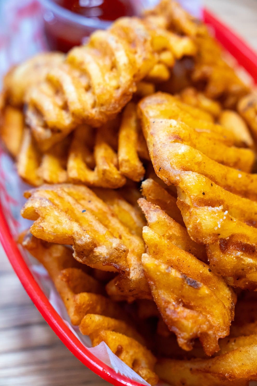 Waffle fries in a basket
